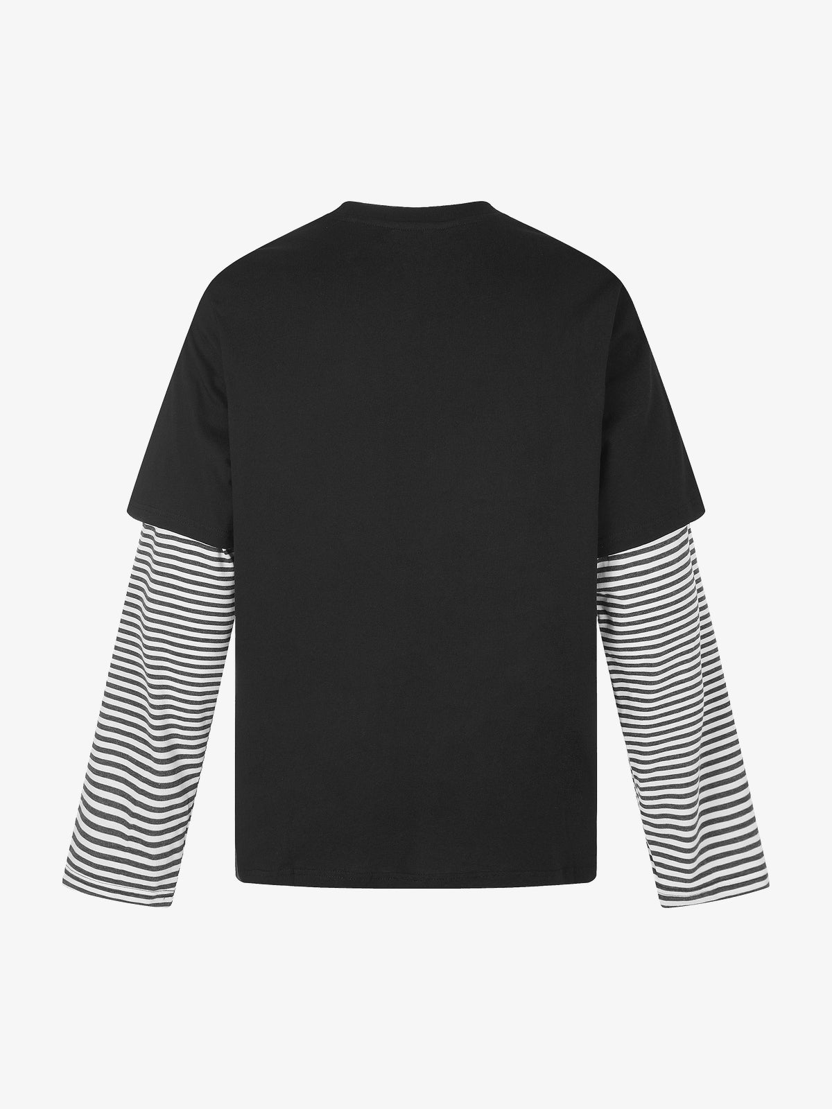 BLACK ENERGY STRIPED LAYERED LETTER SWEATSHIRT; Black; back view