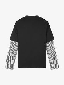 BLACK ENERGY STRIPED LAYERED LETTER SWEATSHIRT; Black; back view