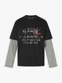 BLACK ENERGY | STRIPED LAYERED LETTER SWEATSHIRT