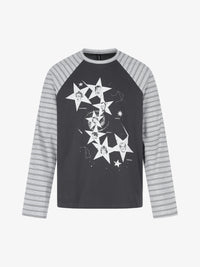 BLACK ENERGY | STAR COLLAGE STRIPE SLEEVE SWEATSHIRT