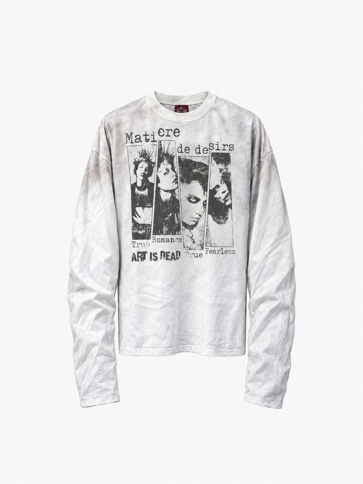 DETW WASHED PORTRAIT COLLAGE SWEATSHIRT; White; front view
