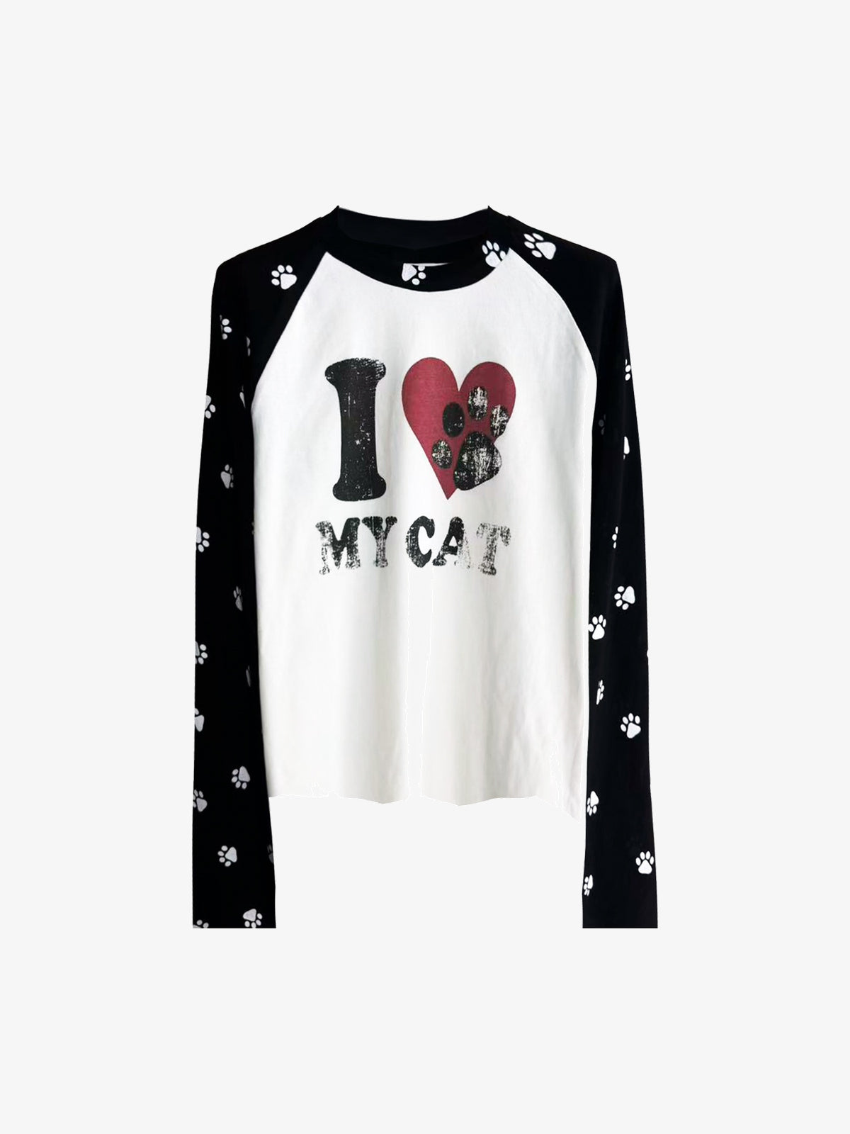 DETW CAT HEART RAGLAN SWEATSHIRT; White B; front view