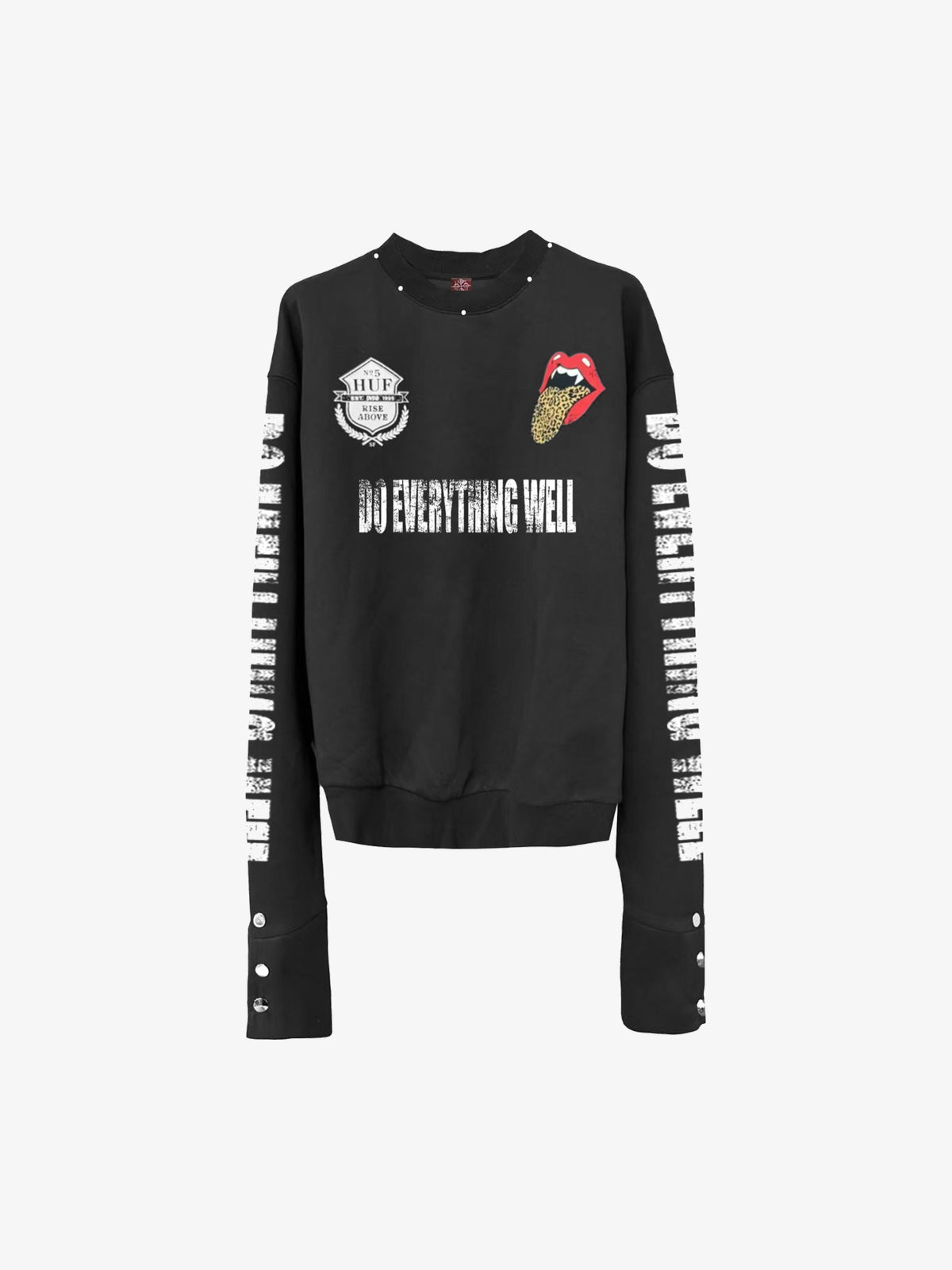 DETW ANIMAL PRINT TONGUE GRAPHIC SWEATSHIRT; Black; front view