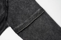 EXTREME CAUSE WASHED RAGLAN SEAM SWEATSHIRT; Black; garment construction detail