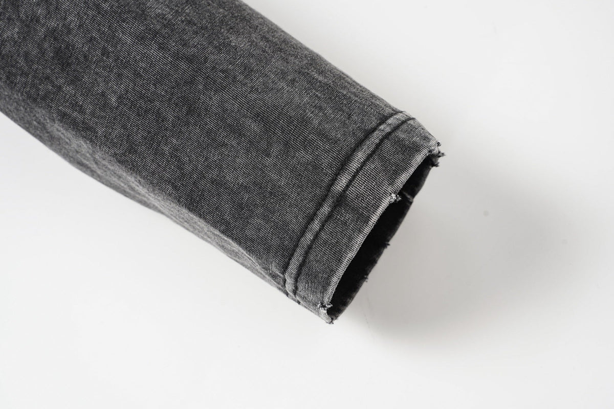 EXTREME CAUSE WASHED RAGLAN SEAM SWEATSHIRT; Black; garment construction detail