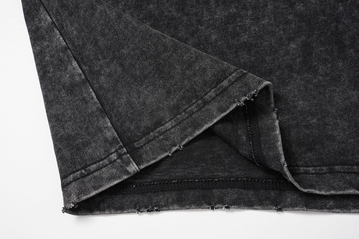 EXTREME CAUSE WASHED RAGLAN SEAM SWEATSHIRT; Black; garment construction detail
