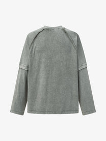 EXTREME CAUSE WASHED RAGLAN SEAM SWEATSHIRT; Gray; back view