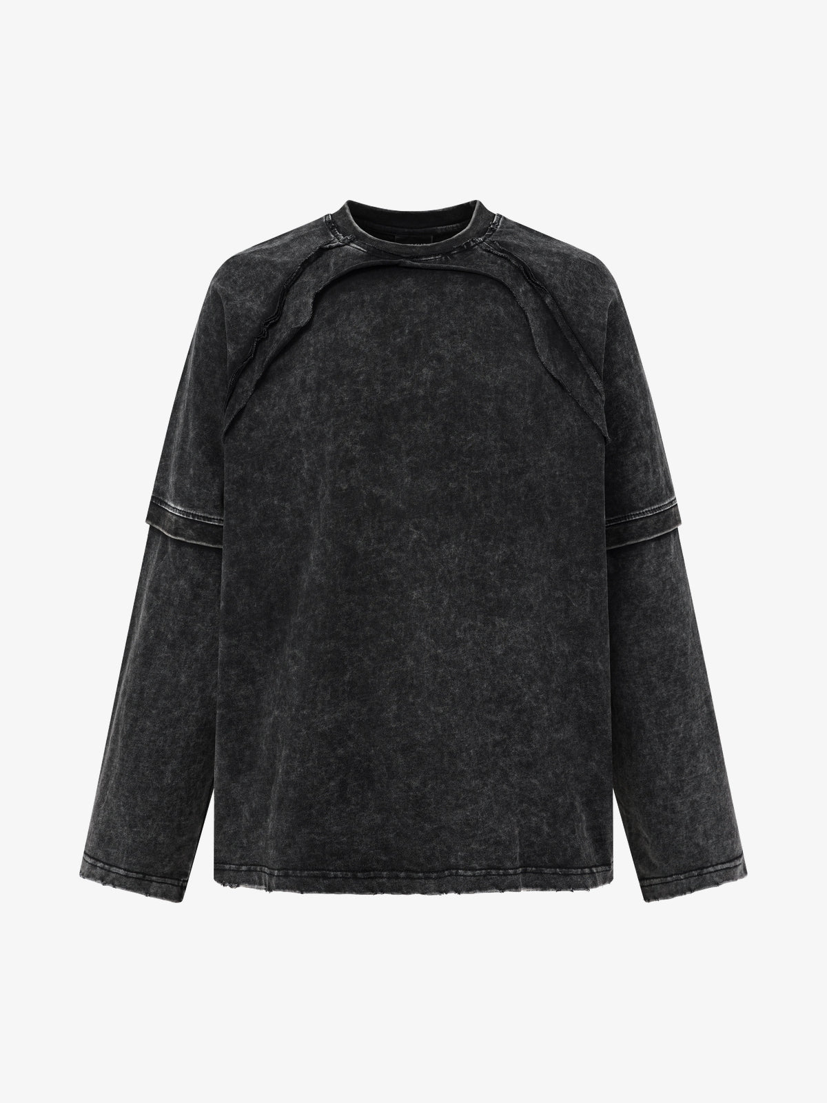EXTREME CAUSE WASHED RAGLAN SEAM SWEATSHIRT; Black; front view