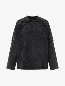 EXTREME CAUSE WASHED RAGLAN SEAM SWEATSHIRT; Black; front view