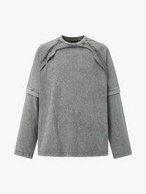 EXTREME CAUSE WASHED RAGLAN SEAM SWEATSHIRT; Gray; front view
