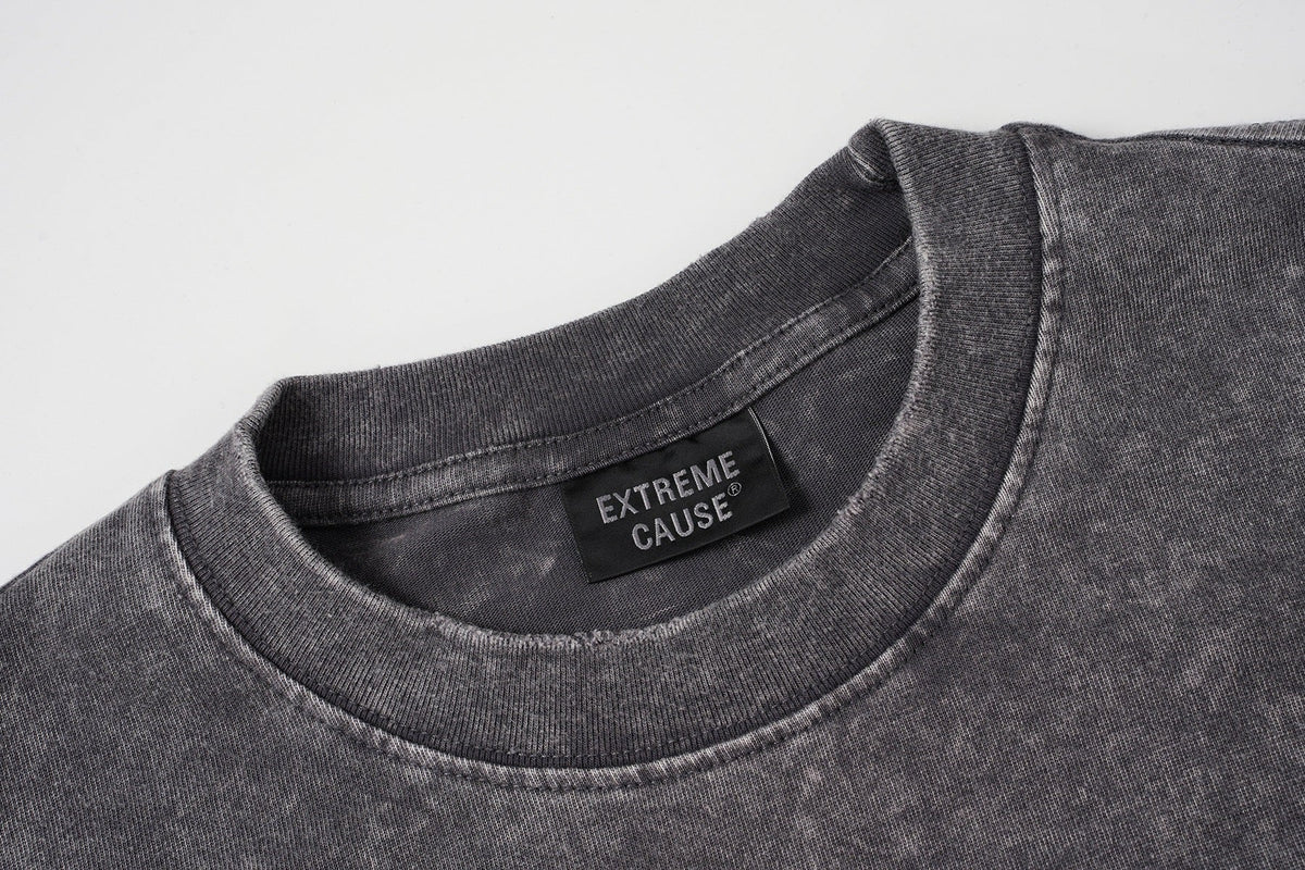 EXTREME CAUSE TWO TONE PATCHWORK SWEATSHIRT; Gray; garment construction detail