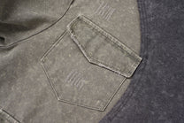 EXTREME CAUSE TWO TONE PATCHWORK SWEATSHIRT; Gray; garment construction detail