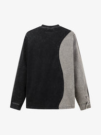 EXTREME CAUSE TWO TONE PATCHWORK SWEATSHIRT; Black; back view