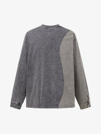 EXTREME CAUSE TWO TONE PATCHWORK SWEATSHIRT; Gray; back view