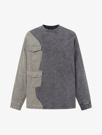 EXTREME CAUSE TWO TONE PATCHWORK SWEATSHIRT; Gray; front view