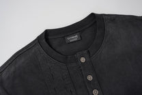 EXTREME CAUSE HENLEY CHECK CUFF SWEATSHIRT; Black; garment construction detail