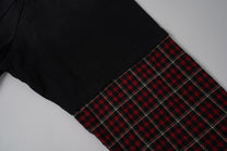 EXTREME CAUSE HENLEY CHECK CUFF SWEATSHIRT; Black; garment construction detail