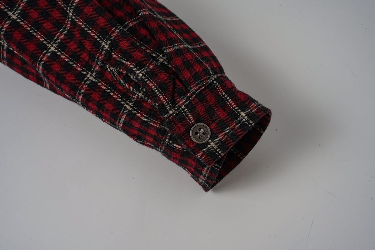 EXTREME CAUSE HENLEY CHECK CUFF SWEATSHIRT; Black; garment construction detail