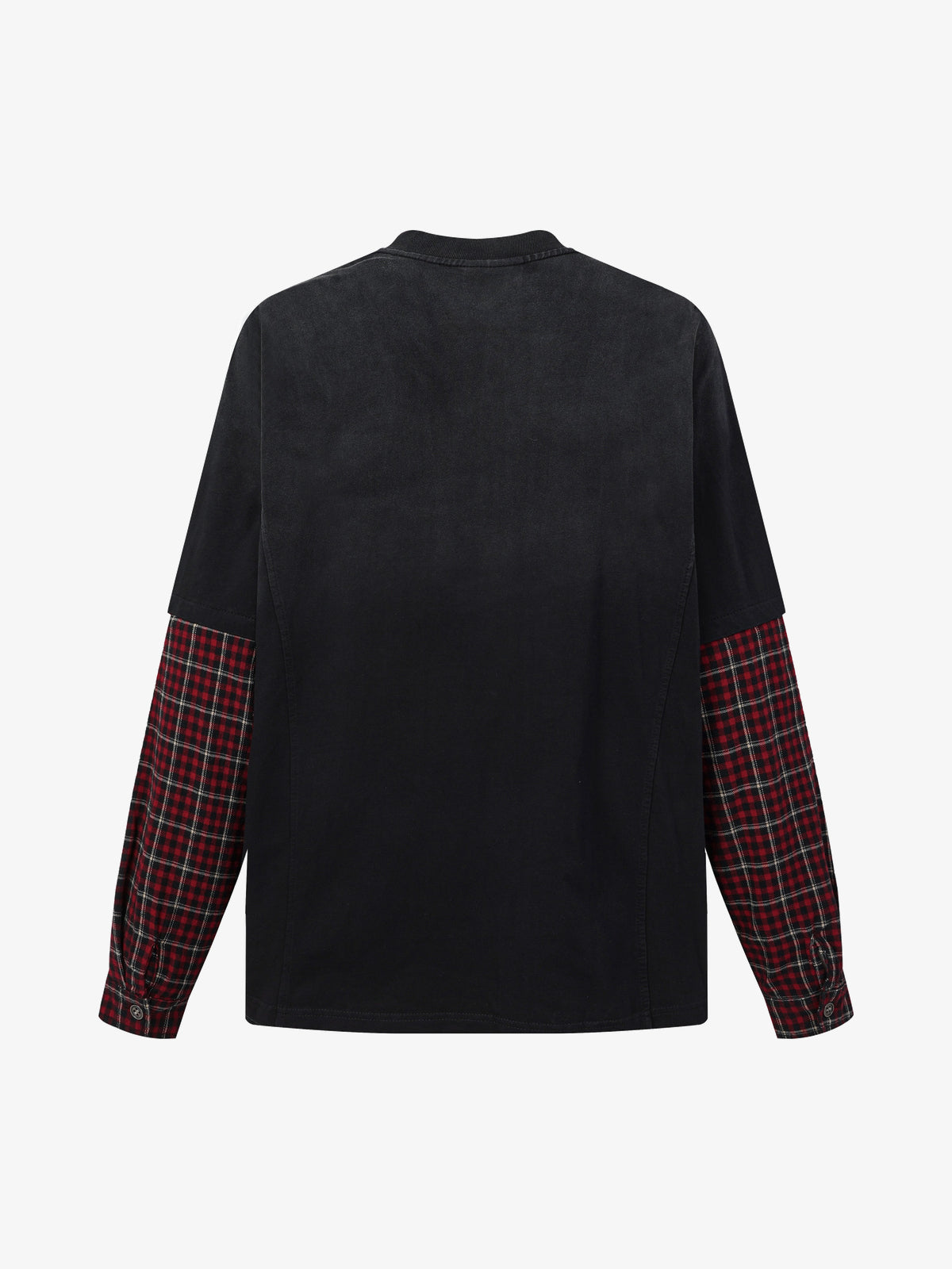 EXTREME CAUSE HENLEY CHECK CUFF SWEATSHIRT; Black; back view