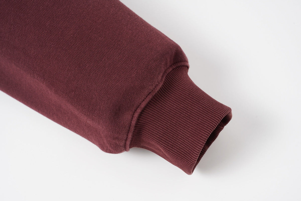 EXTREME CAUSE SNAP COLLAR WASHED SWEATSHIRT; Red; garment construction detail