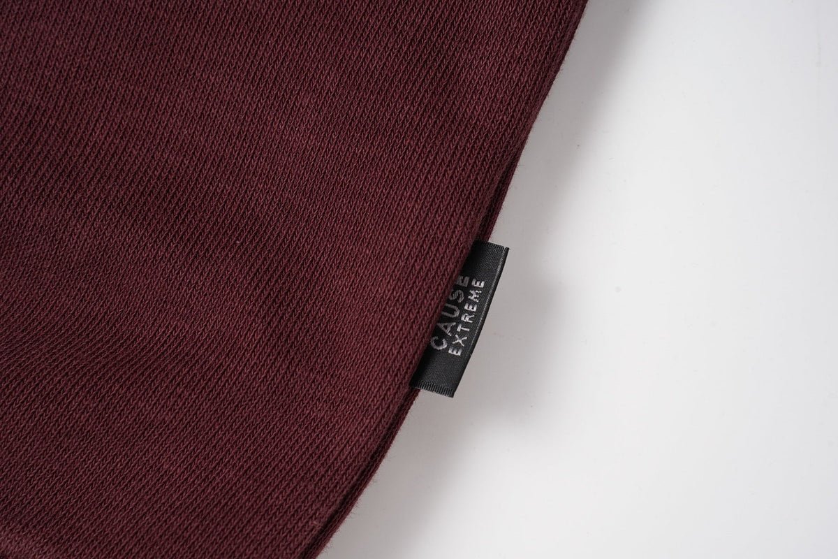 EXTREME CAUSE SNAP COLLAR WASHED SWEATSHIRT; Red; fabric detail