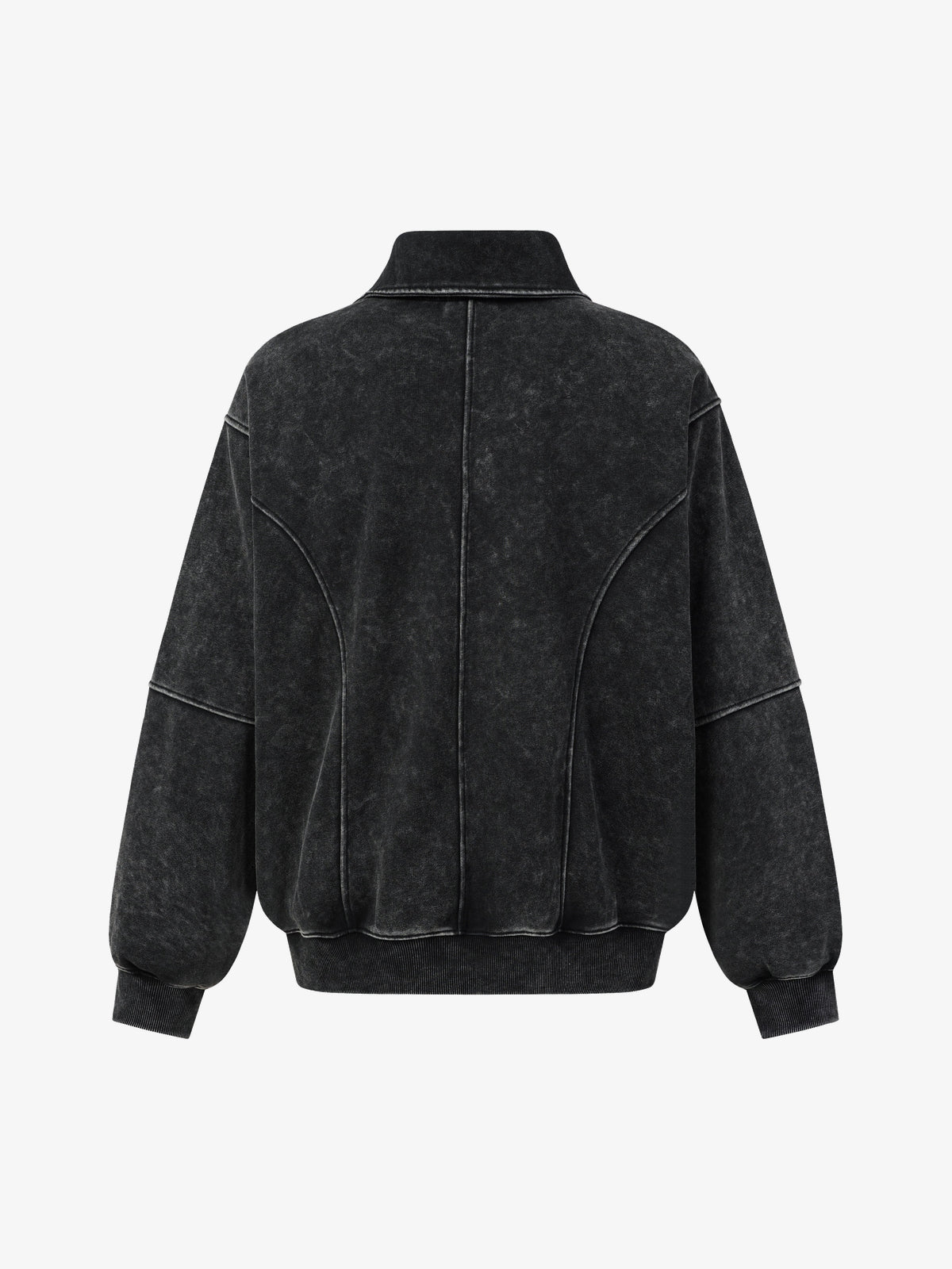 EXTREME CAUSE SNAP COLLAR WASHED SWEATSHIRT; Black; back view
