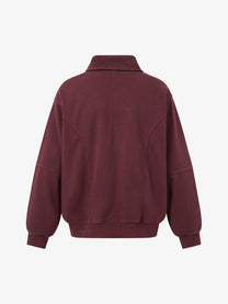 EXTREME CAUSE SNAP COLLAR WASHED SWEATSHIRT; Red; back view