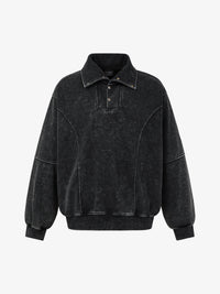 EXTREME CAUSE | SNAP COLLAR WASHED SWEATSHIRT