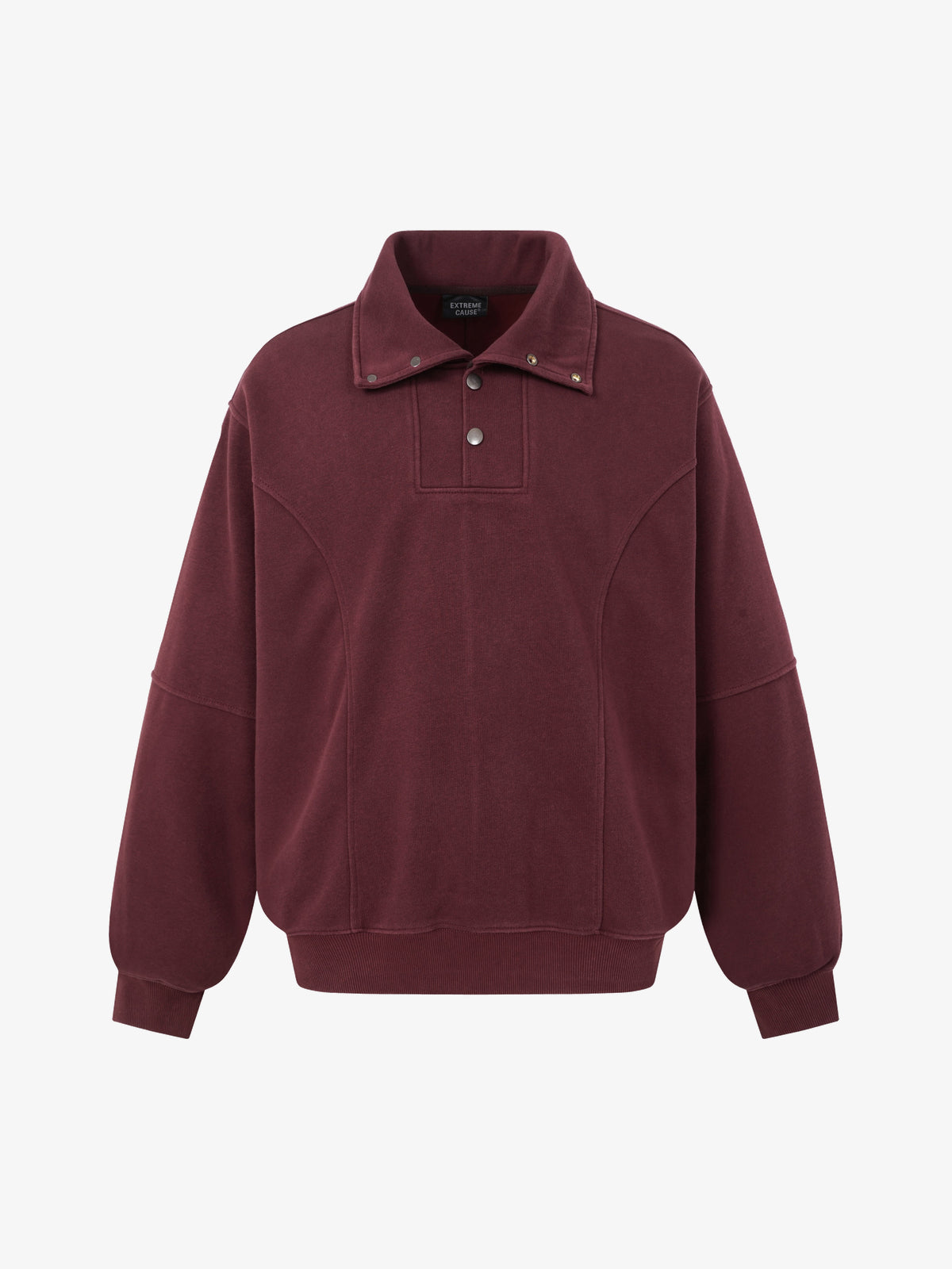 EXTREME CAUSE SNAP COLLAR WASHED SWEATSHIRT; Red; front view