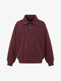 EXTREME CAUSE SNAP COLLAR WASHED SWEATSHIRT; Red; front view
