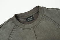 EXTREME CAUSE WASHED DRAWSTRING SEAM SWEATSHIRT; Brown; garment construction detail