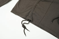 EXTREME CAUSE WASHED DRAWSTRING SEAM SWEATSHIRT; Brown; garment construction detail