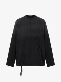 EXTREME CAUSE WASHED DRAWSTRING SEAM SWEATSHIRT; Black; front view