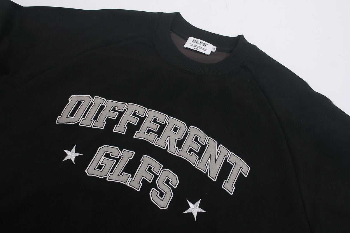 GLFS DIFFERENT LETTER GRAPHIC SWEATSHIRT; Black; design detail