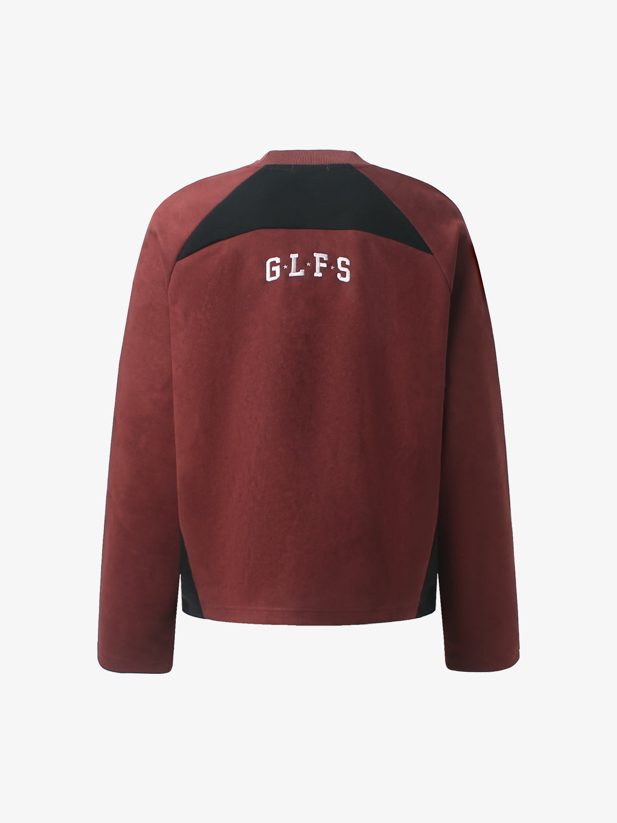 GLFS DIFFERENT LETTER GRAPHIC SWEATSHIRT; Burgundy; back view