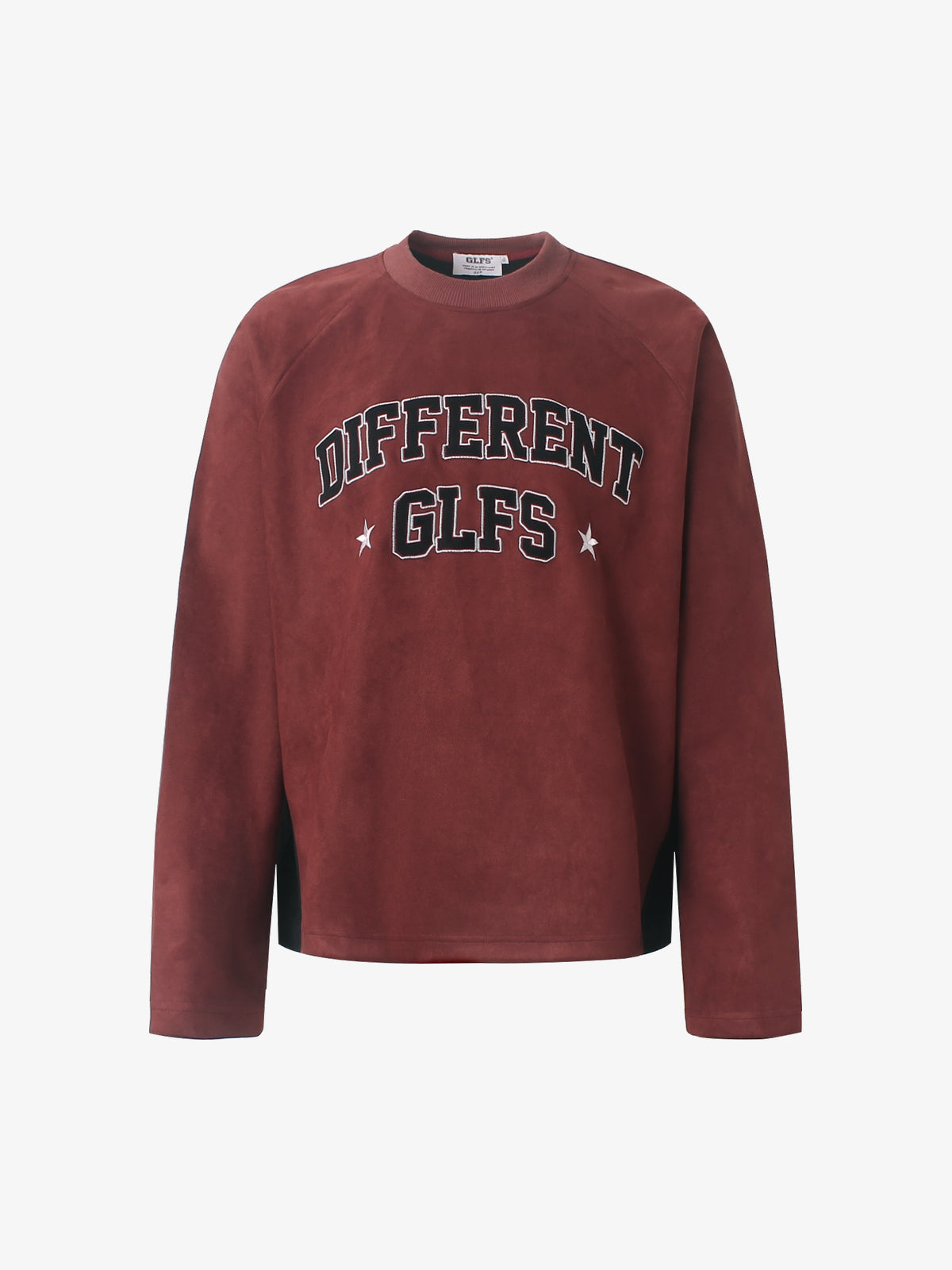 GLFS DIFFERENT LETTER GRAPHIC SWEATSHIRT; Burgundy; front view