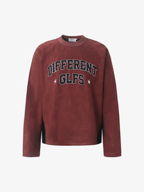 GLFS DIFFERENT LETTER GRAPHIC SWEATSHIRT; Burgundy; front view