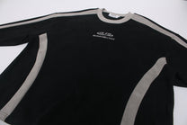 GLFS CONTRAST STRIPE RAGLAN SWEATSHIRT; Black; garment construction detail