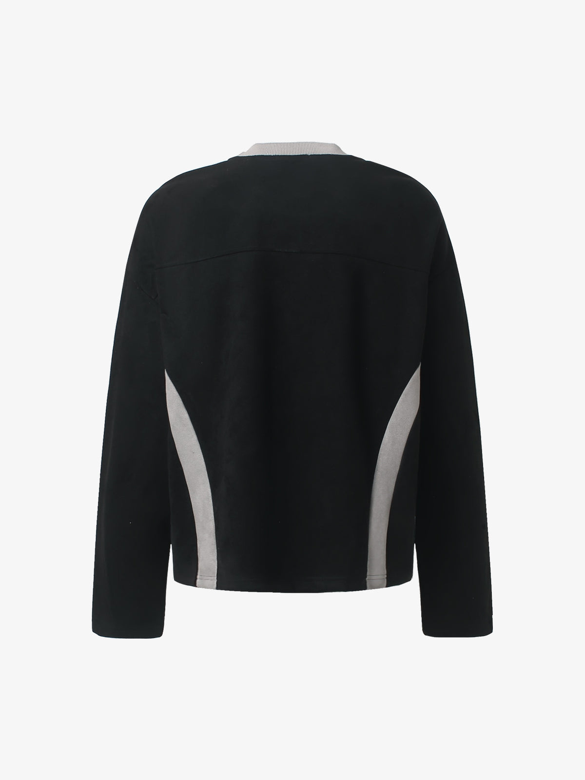 GLFS CONTRAST STRIPE RAGLAN SWEATSHIRT; Black; back view
