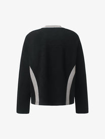GLFS CONTRAST STRIPE RAGLAN SWEATSHIRT; Black; back view