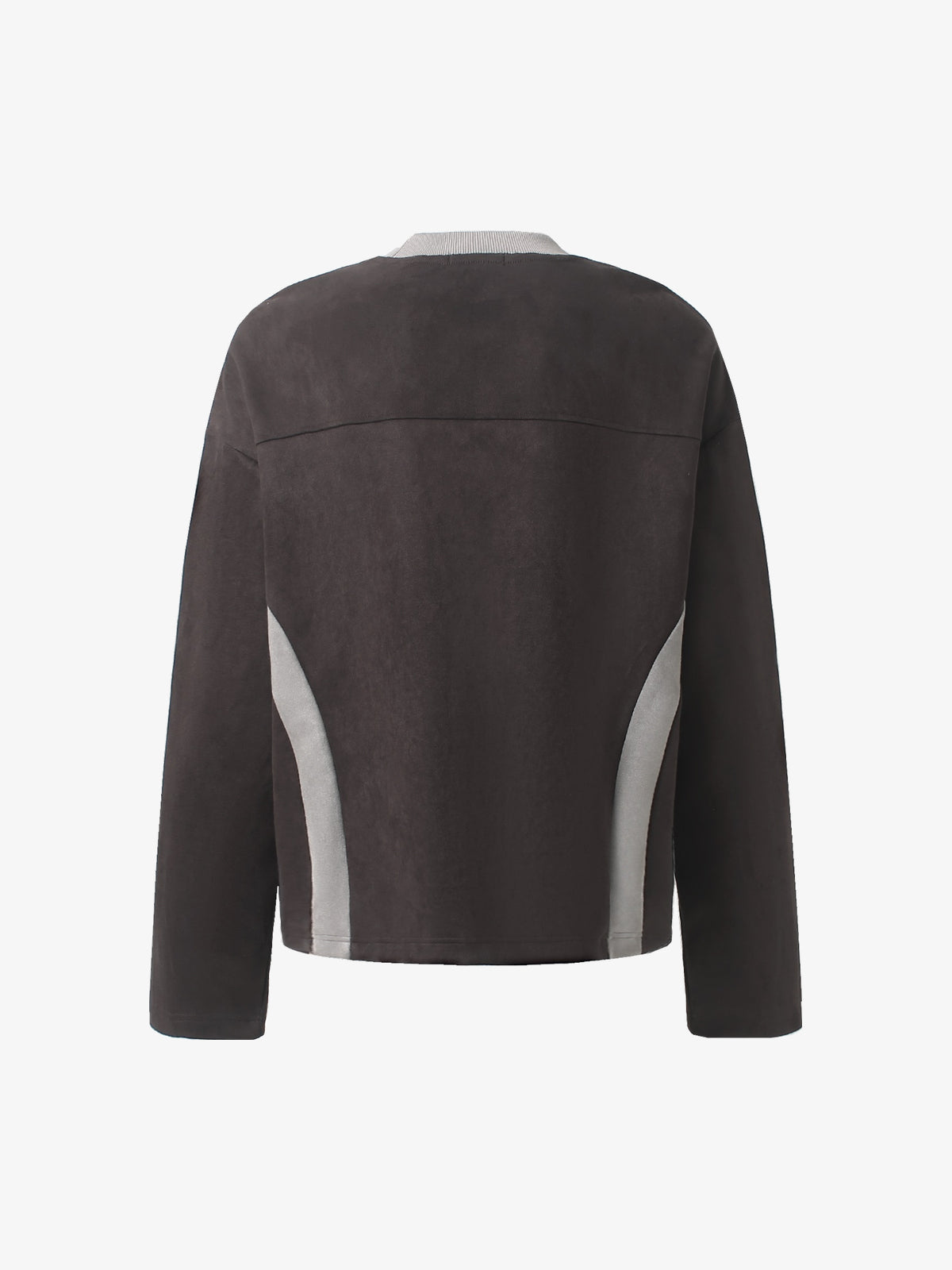 GLFS CONTRAST STRIPE RAGLAN SWEATSHIRT; Brown; back view