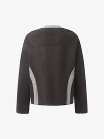 GLFS CONTRAST STRIPE RAGLAN SWEATSHIRT; Brown; back view