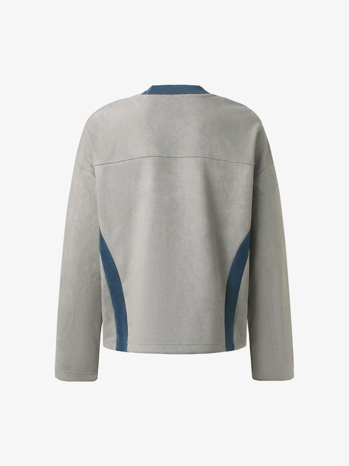 GLFS CONTRAST STRIPE RAGLAN SWEATSHIRT; Gray; back view