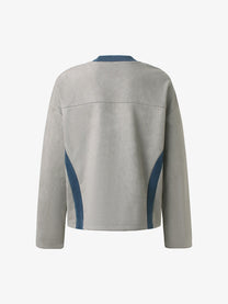 GLFS CONTRAST STRIPE RAGLAN SWEATSHIRT; Gray; back view