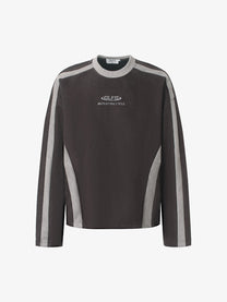 GLFS CONTRAST STRIPE RAGLAN SWEATSHIRT; Brown; front view