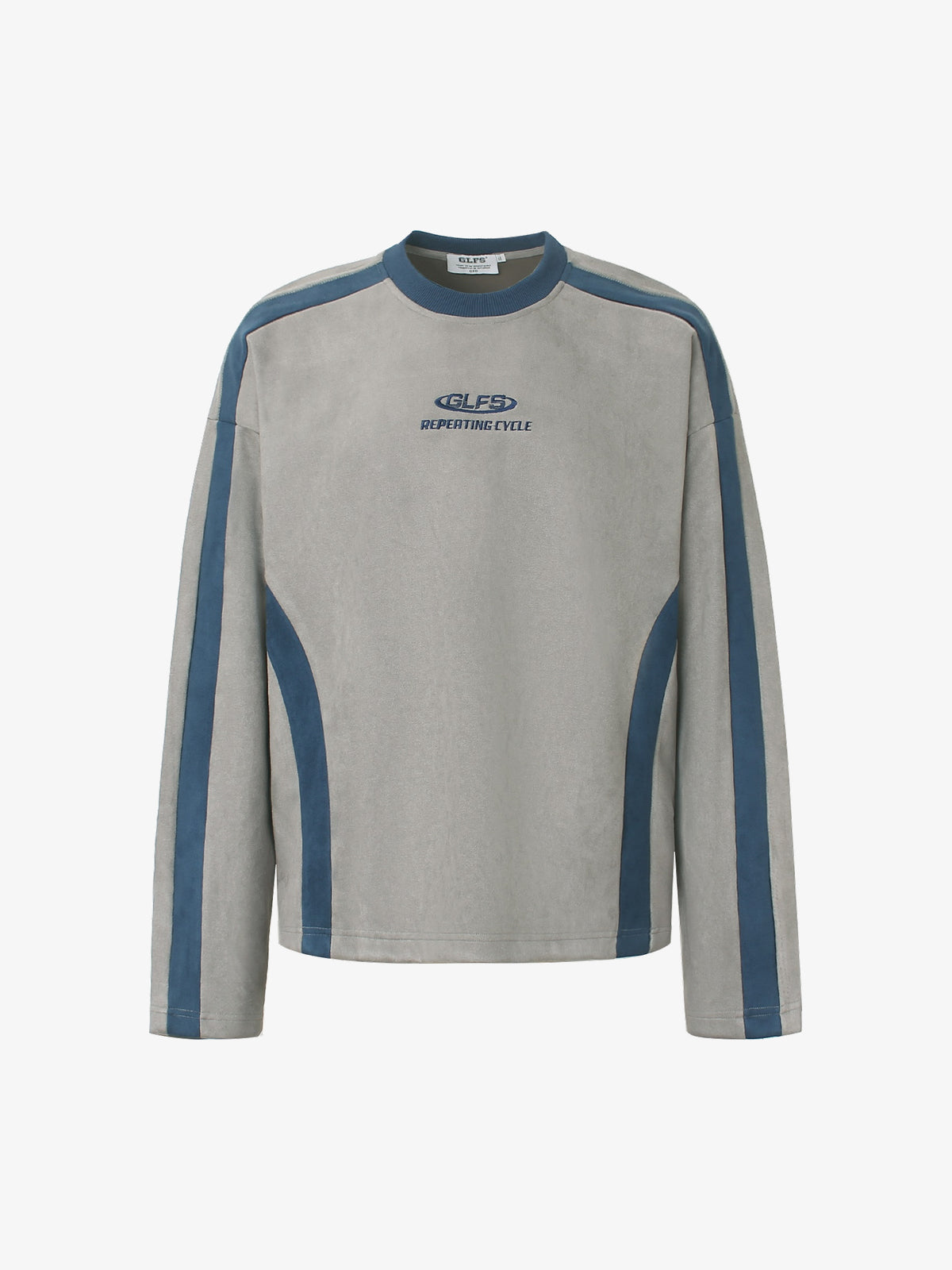 GLFS CONTRAST STRIPE RAGLAN SWEATSHIRT; Gray; front view