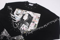 GLFS STUDDED SLEEVE PORTRAIT SWEATSHIRT; Black; design detail