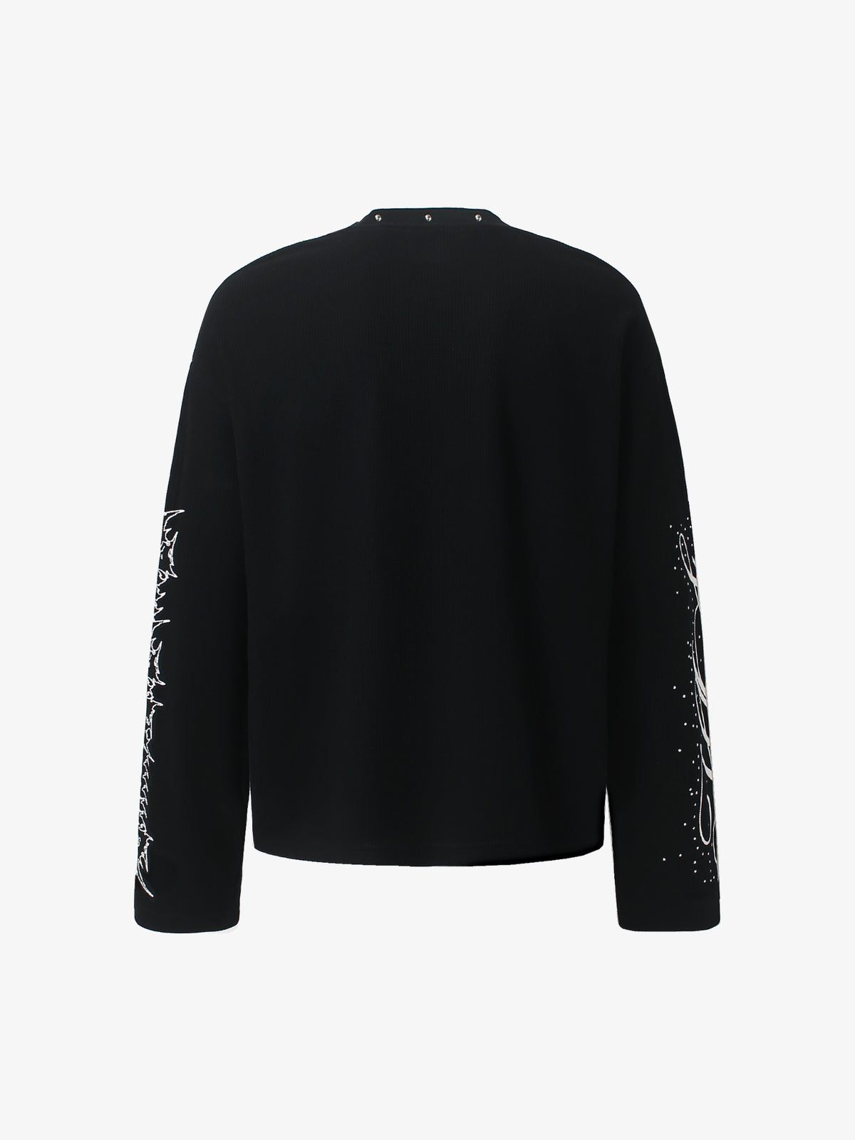 GLFS STUDDED SLEEVE PORTRAIT SWEATSHIRT; Black; back view
