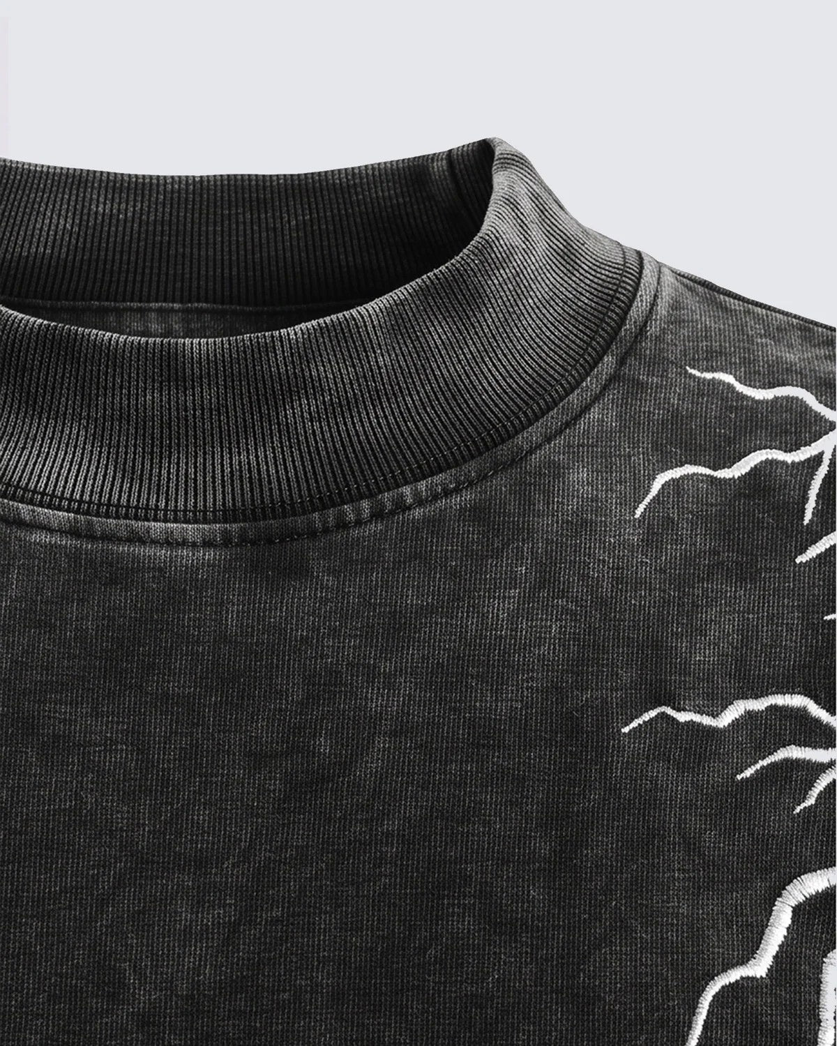 GUO WEAR LIGHTNING SHOULDER LAYERED SWEATSHIRT; Black; garment construction detail
