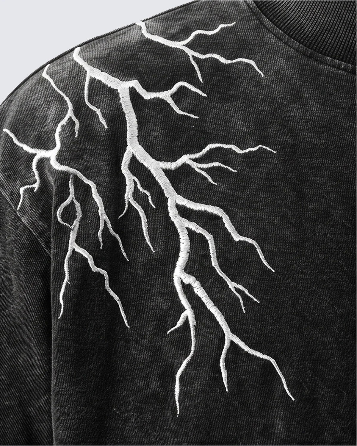 GUO WEAR LIGHTNING SHOULDER LAYERED SWEATSHIRT; Black; design detail